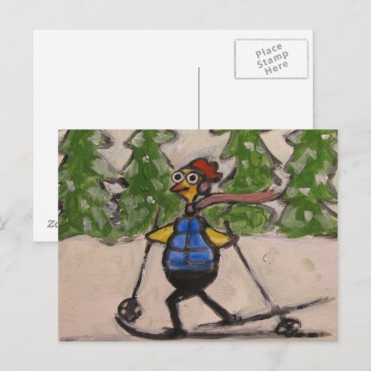 Landoverschrijdende kip briefkaart (Voorkant / Achterkant)