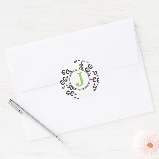 Landoverschrijdende pijlen Monogram Personaliseer Ronde Sticker (Envelop)