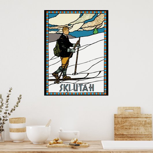  landoverschrijdende skier Ski Utah Poster (Keuken)