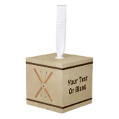 Landoverschrijdende ski's op oud papier decoratie (Voorkant hoekig)