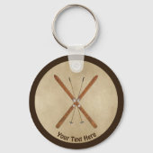 Landoverschrijdende ski's op oud papier sleutelhanger (Voorkant)