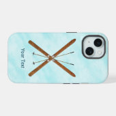 Landoverschrijdende ski's op sneeuwdoos iPhone iPhone 15 Case (Achterkant horizontaal)