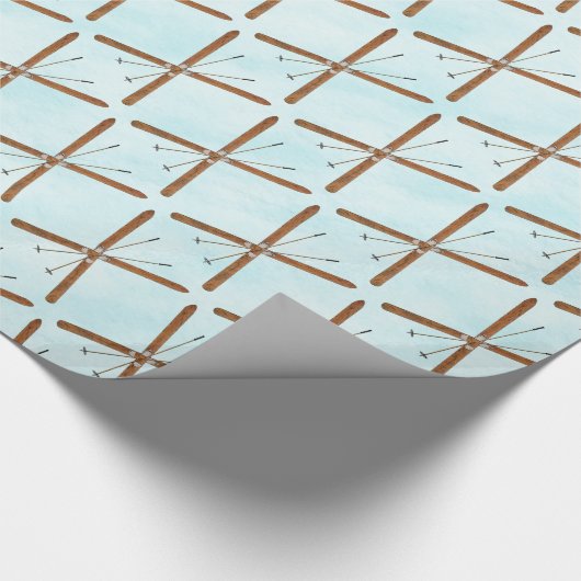 Landoverschrijdende sneeuw cadeaupapier (Hoek)