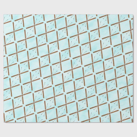 Landoverschrijdende sneeuw cadeaupapier (Vlak)