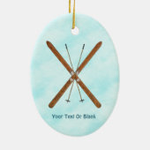 Landoverschrijdende sneeuw keramisch ornament (Achterkant)