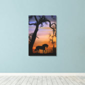 landpaard in een zuidwestelijke zonsopgang canvas afdruk (Insitu (Houten vloer))