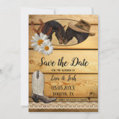 Landpaarden Rustic Wood Lace Save the Date Kaart (Voorkant)
