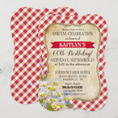Landpicknick met Daisy Bouquet Birthday Invite Kaart (Voorkant / Achterkant)
