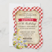 Landpicknick met Daisy Bouquet Birthday Invite Kaart (Voorkant)
