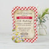 Landpicknick met Daisy Bouquet Birthday Invite Kaart (Staand voorkant)