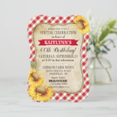 Landpicknick met zonnebloemen op zaterdag uitnodig kaart (Staand voorkant)