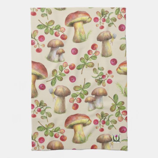 Landpompoenen, paddenstoelen en Logan Towel 53086 Theedoek (Verticaal)