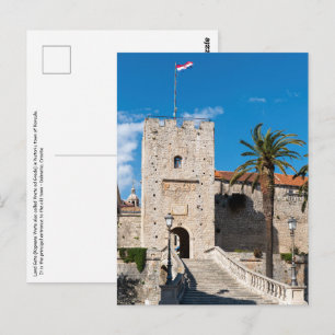 Landpoort in de stad Korcula - Dalmatië, Kroatië Briefkaart