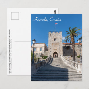 Landpoort in Korcula stad - Dalmatië, Kroatië Briefkaart