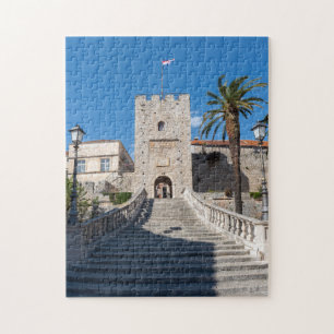 Landpoort in Korcula stad - Dalmatië, Kroatië Legpuzzel