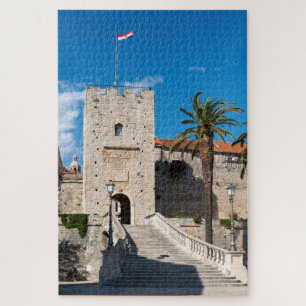 Landpoort in Korcula stad - Dalmatië, Kroatië Legpuzzel