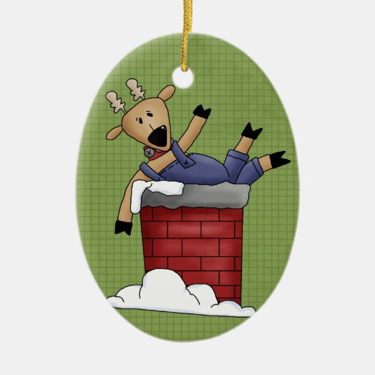 Landrendierkeramische kerstversiering keramisch ornament (Voorkant)