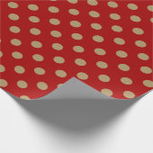 Landrode polka dot tan toonomloop cadeaupapier (Hoek)