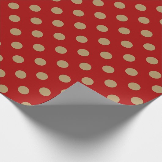 Landrode polka dot tan toonomloop cadeaupapier (Hoek)