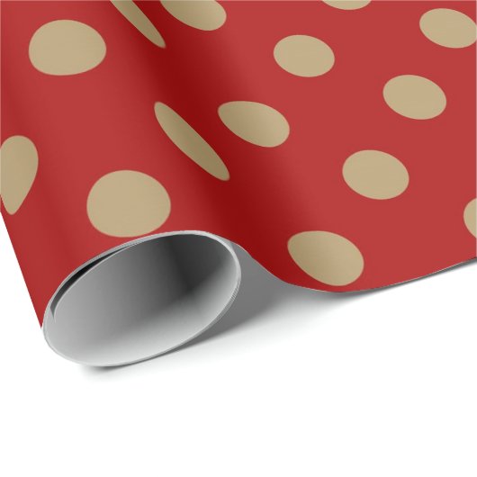 Landrode polka dot tan toonomloop cadeaupapier (Rol Hoek)