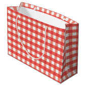 Landrode tractielant met gingham-stijl large cadeautasje (Achterkant Gekanteld)