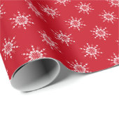 Landrode witte snowflakkering met kerstrood cadeaupapier (Rol Hoek)