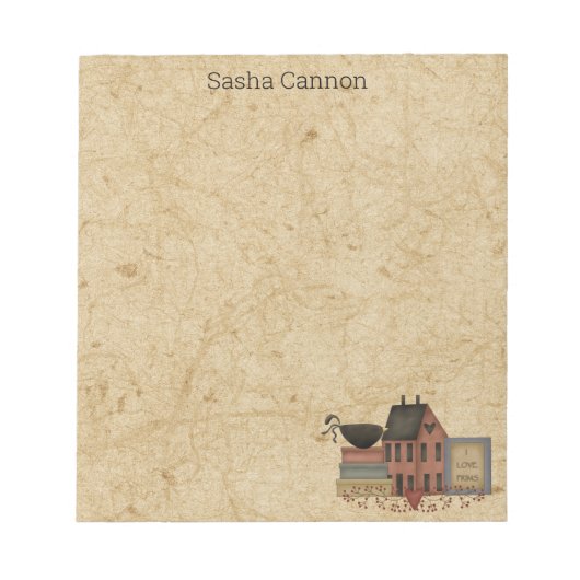 Landrode zalm, zwarte rog, ik hou van priemen notitieblok (Voorkant)