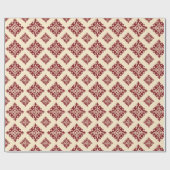 Landroodrood  Damaspatroon Cadeaupapier (Vlak)