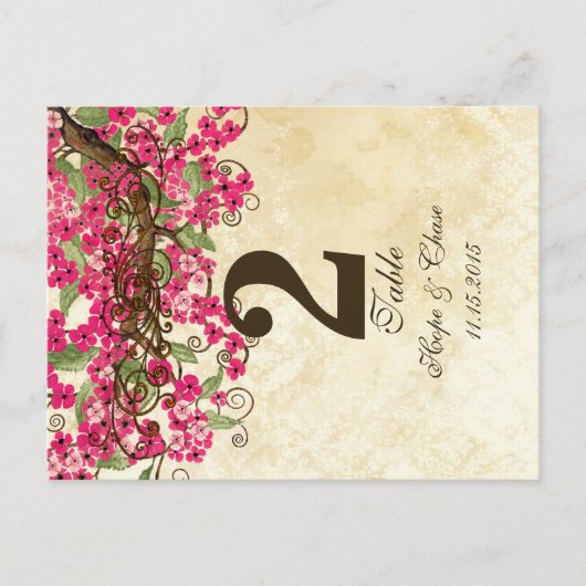 Landroze Cherry Blossom Table Number Kaart (Voorkant)