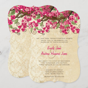 Landroze Cherry Blossom Wedding Invites Kaart