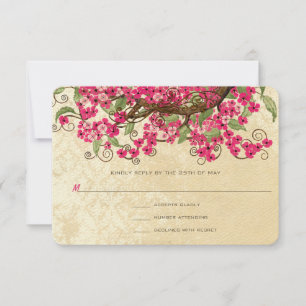 Landroze Cherry Blossom Wedding RSVP Kaartje