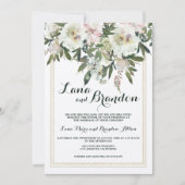 Landroze crème klassiek schrift florale bruiloft kaart (Voorkant)