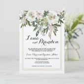 Landroze crème klassiek schrift florale bruiloft kaart (Staand voorkant)