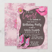 Landroze Glitter Cowgirl Kinderdag Kaart (Voorkant / Achterkant)