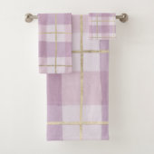 Landroze lavendel goudwaterverf bad handdoek (Insitu)