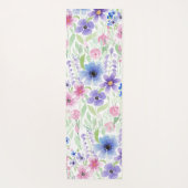 Landroze Paarse Waterverven bloemen Yogamat (Achterkant)