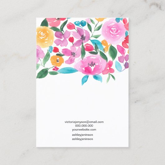 Landroze platte waterverf visitekaartje (Achterkant)