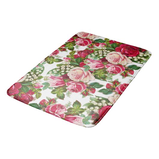 Landroze rode groene  bloem badmat (Gekanteld)