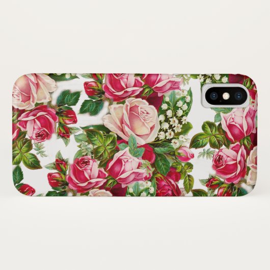 Landroze rode groene  bloem Case-Mate iPhone case (Achterkant (horizontaal))