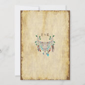 Landrustiek, Hertenschedel, Veren, Bruiloft Kaart (Achterkant)