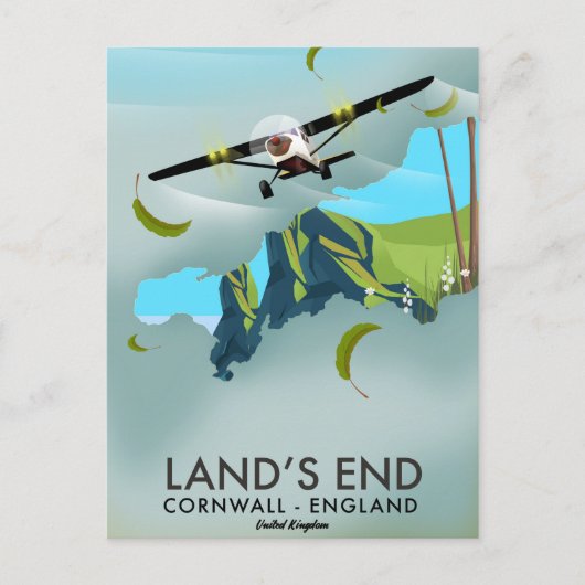 Land's End Cornwall Reis kaart poster (Voorkant)