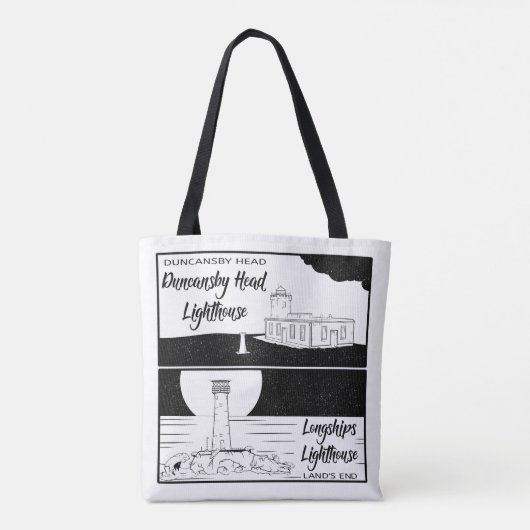 Land's End John o'groats vuurtoren Tote Bag (Achterkant)