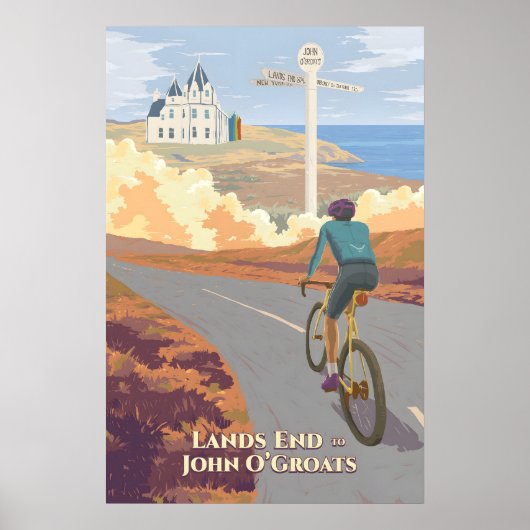 Lands End naar John OGroats Fietsreisposter Poster (Voorkant)