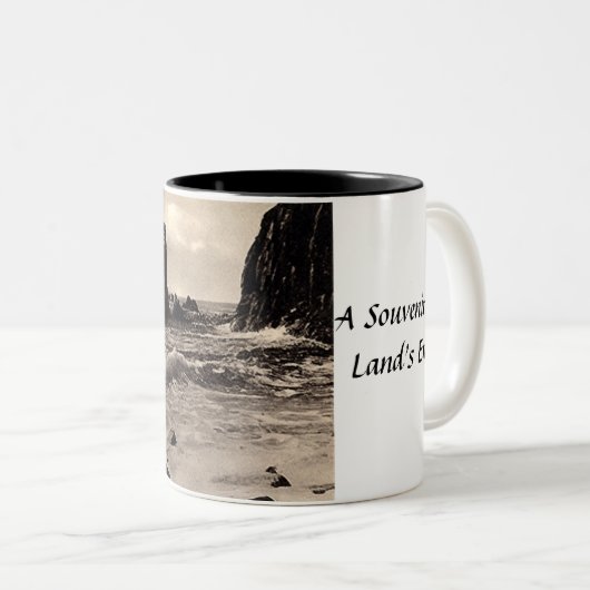 Land's End Souvenir-Mok Tweekleurige Koffiemok (Voorkant rechts)