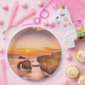 Lands End Sunset Enys Dodnan Armed Knight Cornwall Papieren Bordje (Feest)