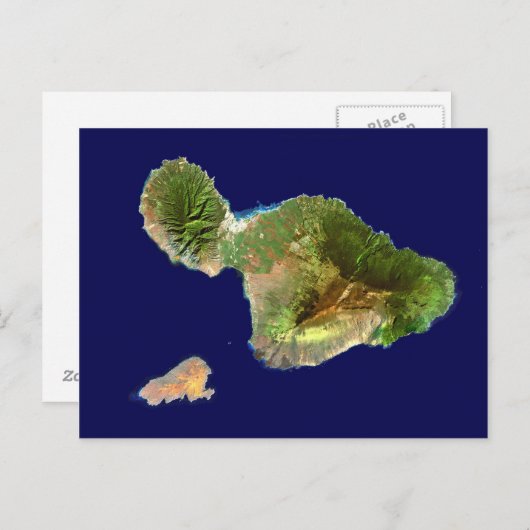 Landsat Satellite Afbeelding van Maui uit de ruimt Briefkaart (Voorkant / Achterkant)