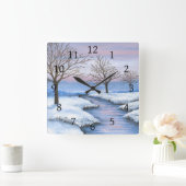 Landscape 231 winter snow vierkante klok (Huis)