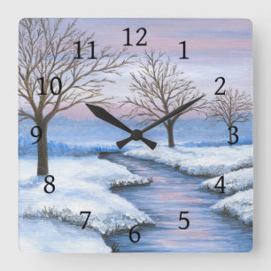 Landscape 231 winter snow vierkante klok