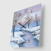 Landscape 231 winter snow vierkante klok (Hoek)