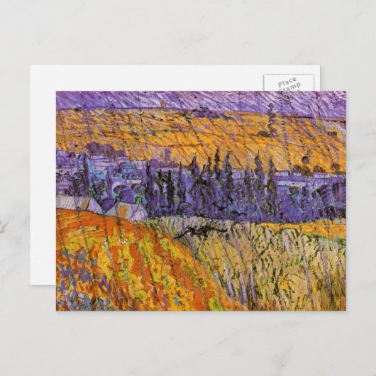 Landscape at Auvers in Rain by Vincent van Gogh Briefkaart (Voorkant / Achterkant)